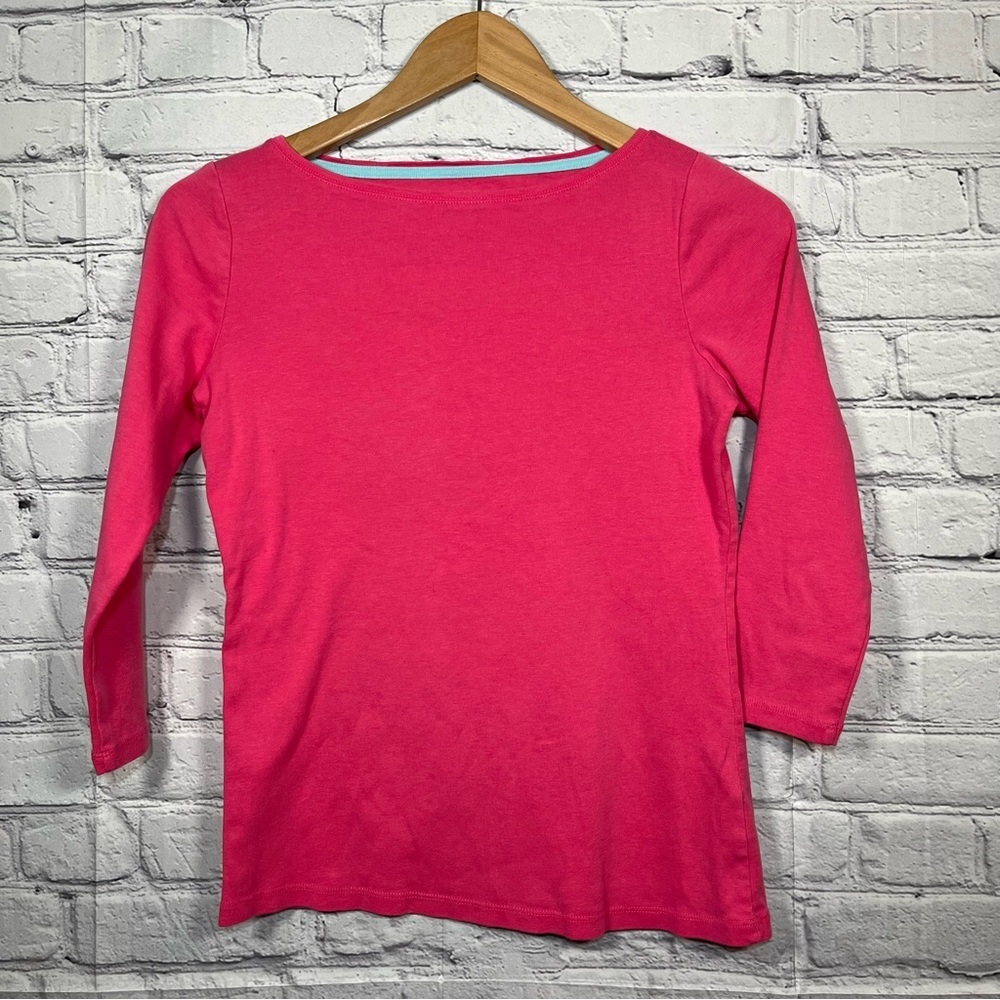 Talbots The Talbot Tee Cotton Long Sleeve Top Shirt Size Petite Pink Round Neck